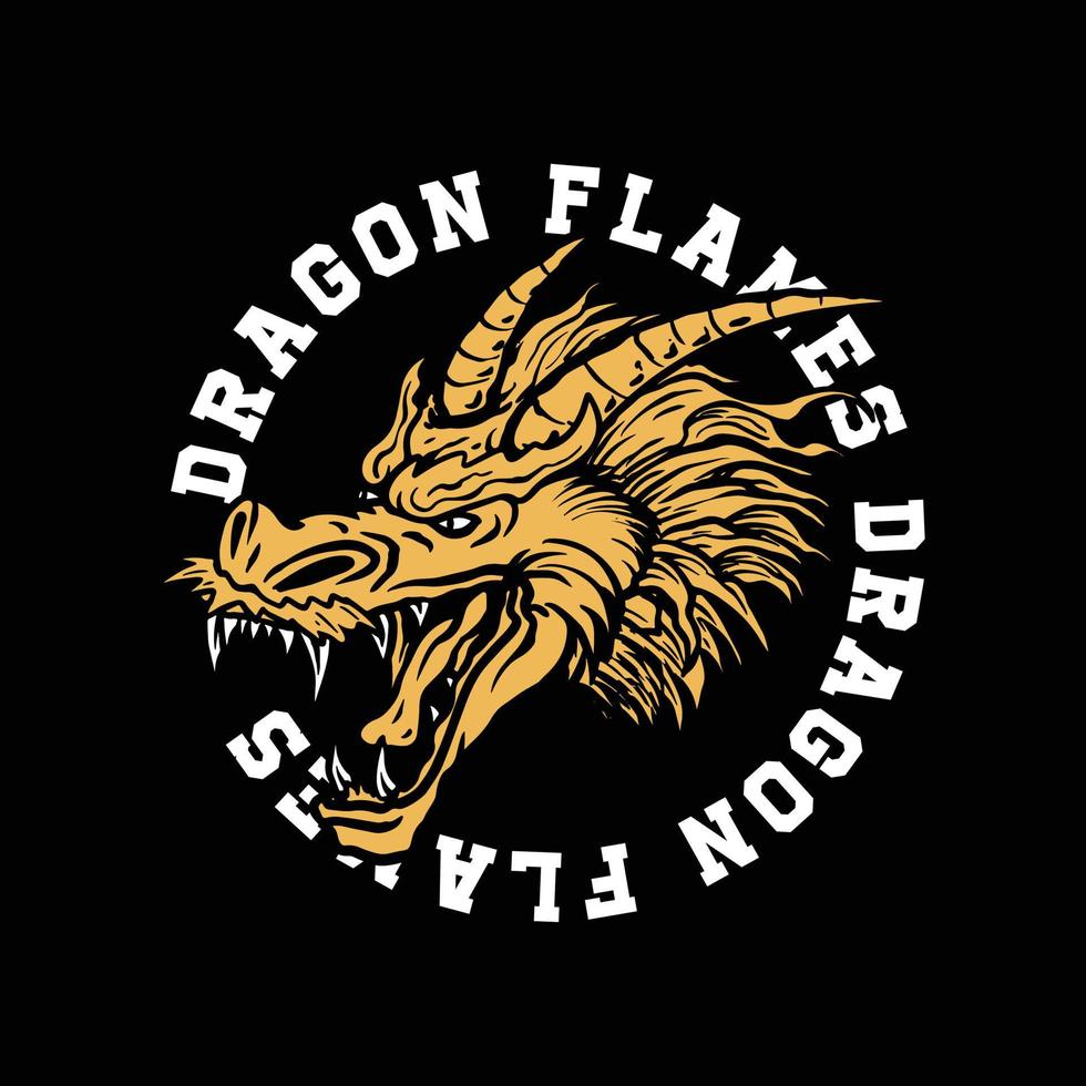 Vintage chinese dragon head with editable text around vector