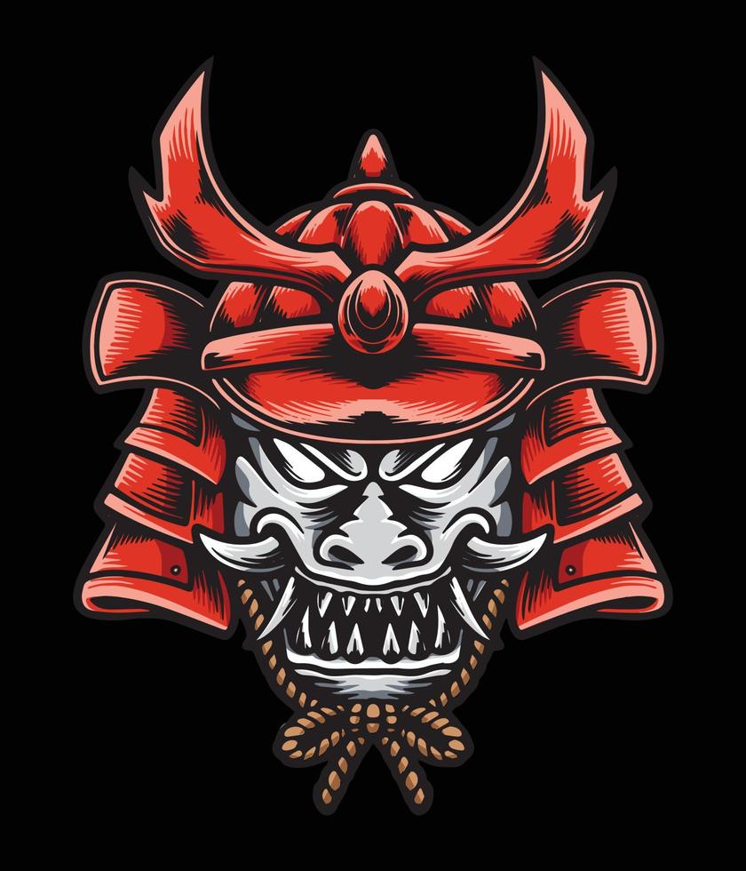 ilustración de logotipo de máscara de oni japonés aterrador vector