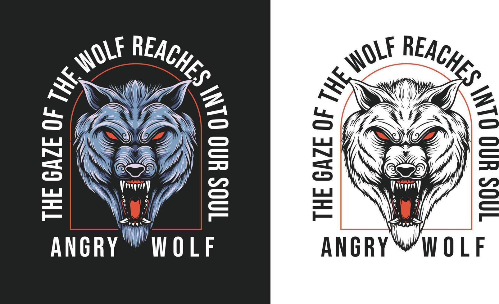 Angry wolf illustration for print vector