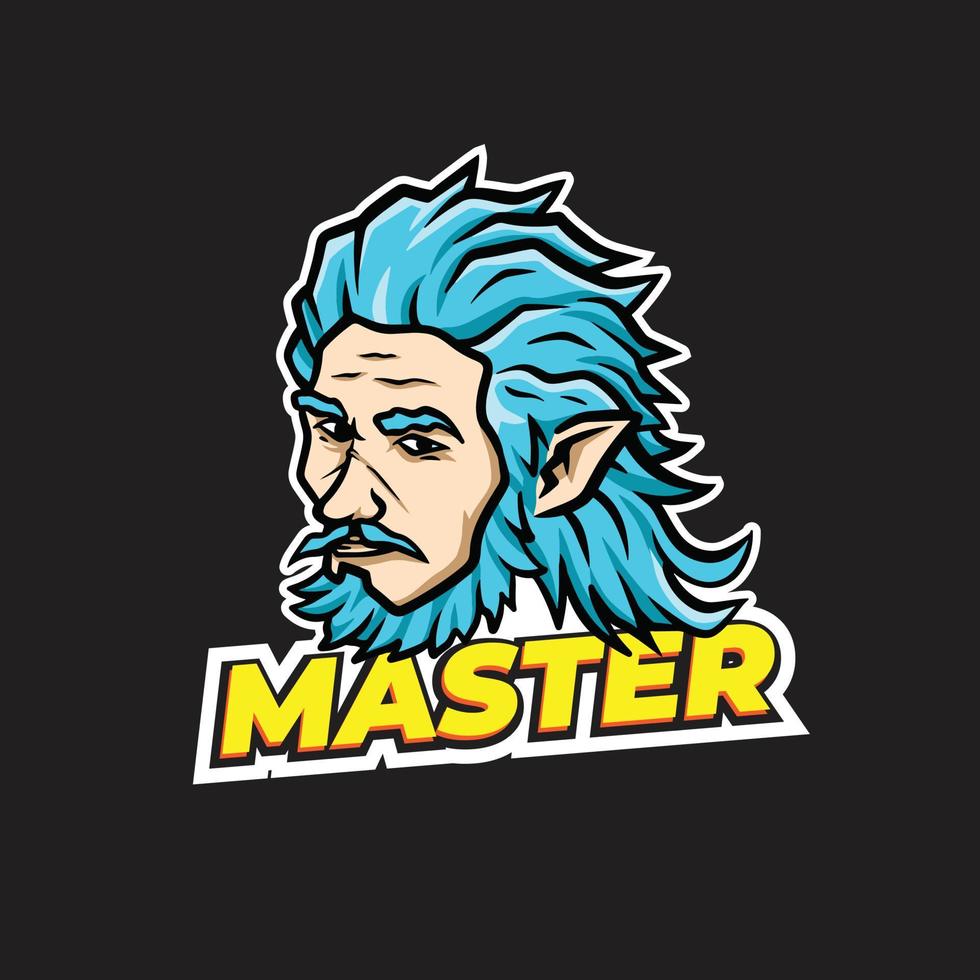 Gangster with blue hair mascot logo design vector
