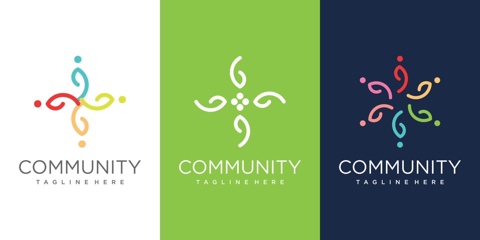 Community logo design concept with abstract style Premium Vector