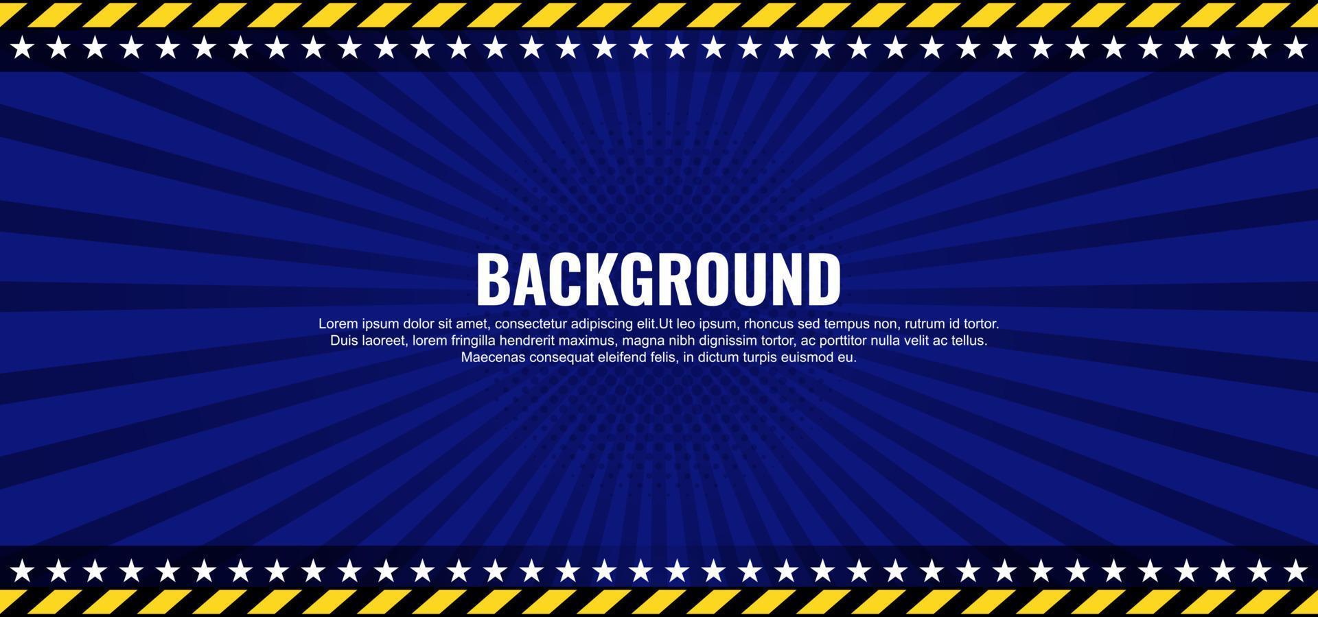 Blue abstract background with black yellow police line vector