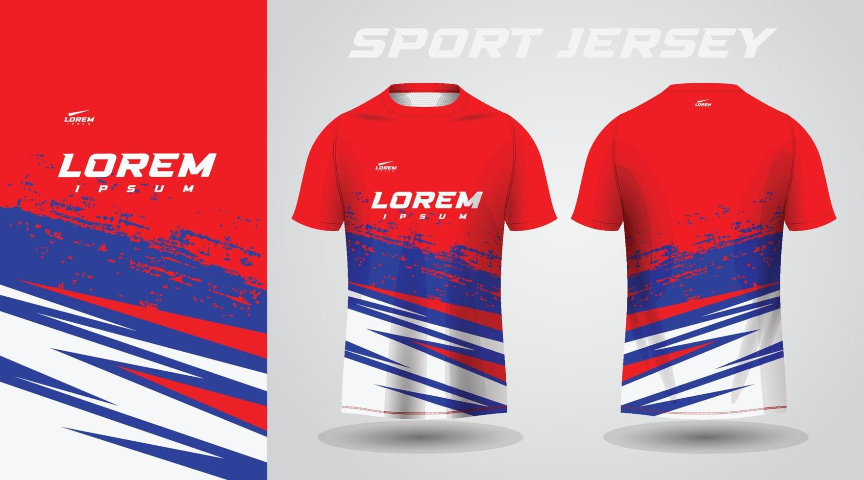 diseño de jersey deportivo de camisa roja azul vector