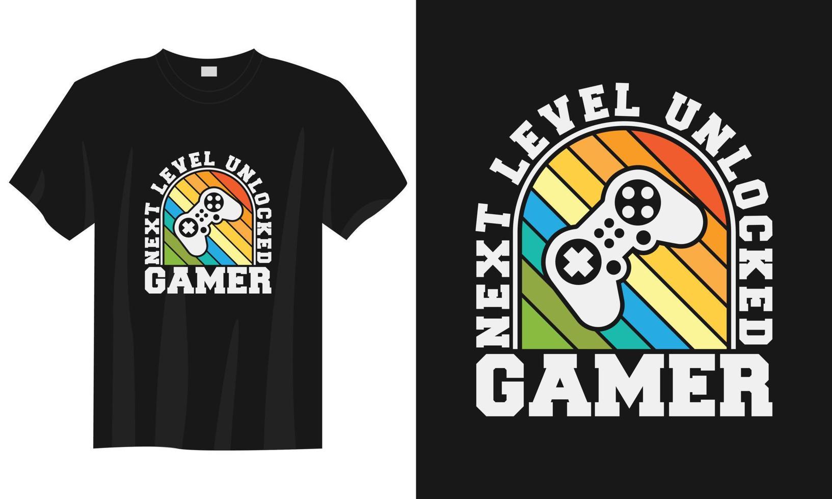 diseño de camiseta de juego desbloqueado de siguiente nivel, diseño de camiseta de jugador de juego, diseño de camiseta de juego vintage, diseño de camiseta de juego de tipografía, diseño de camiseta de jugador de juego retro vector