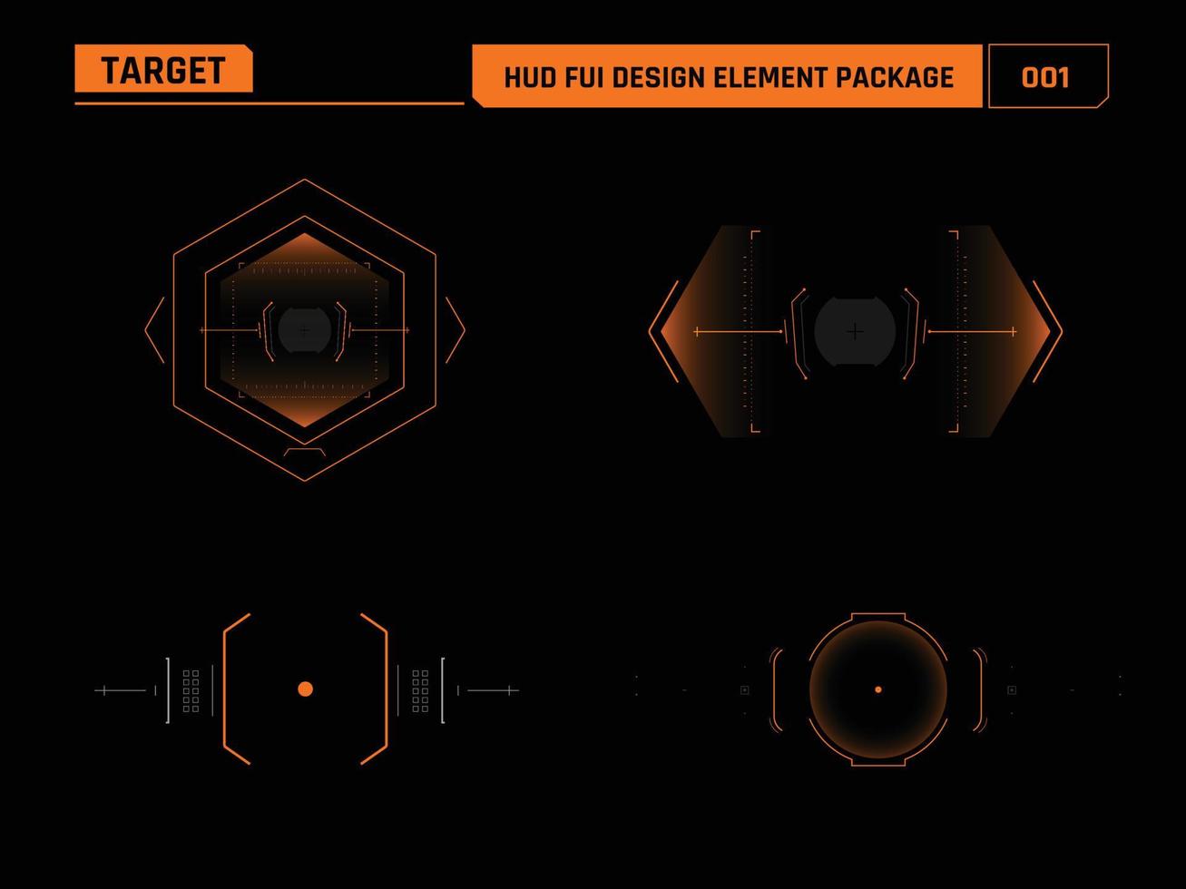 elemento de diseño hud fui, escala objetivo para la decoración de juegos y películas, concepto futurista de tecnología cibernética para el diseño de la interfaz de usuario vector