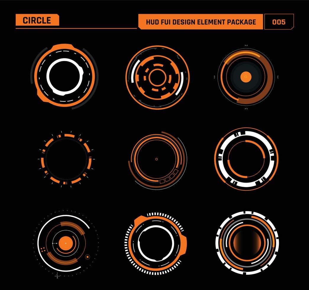 HUD FUI Design element circle 004 vector