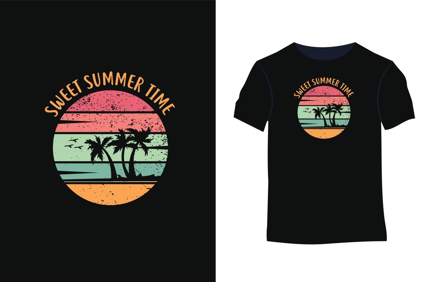 diseño de camisetas con estilo de verano con siluetas, tipografía, impresión, ilustración vectorial vector