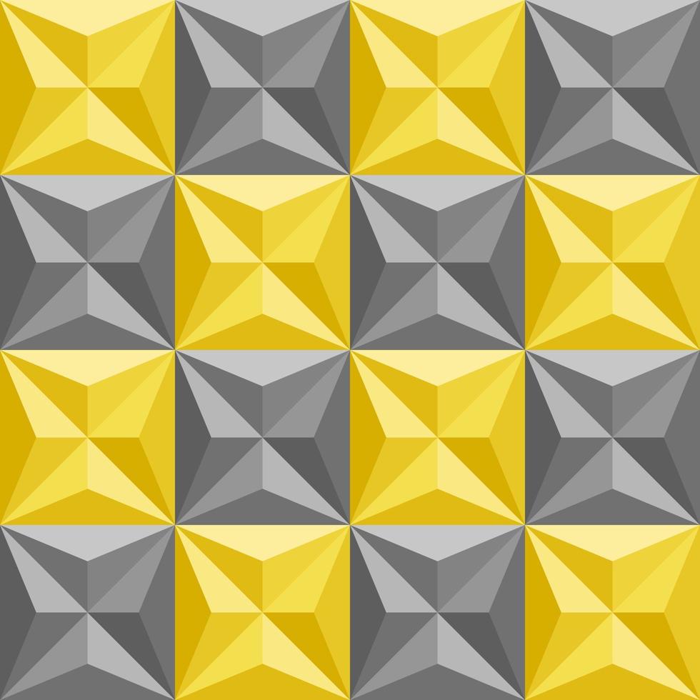 patrones a cuadros formas 3d triángulos cuadrados amarillo y gris vector