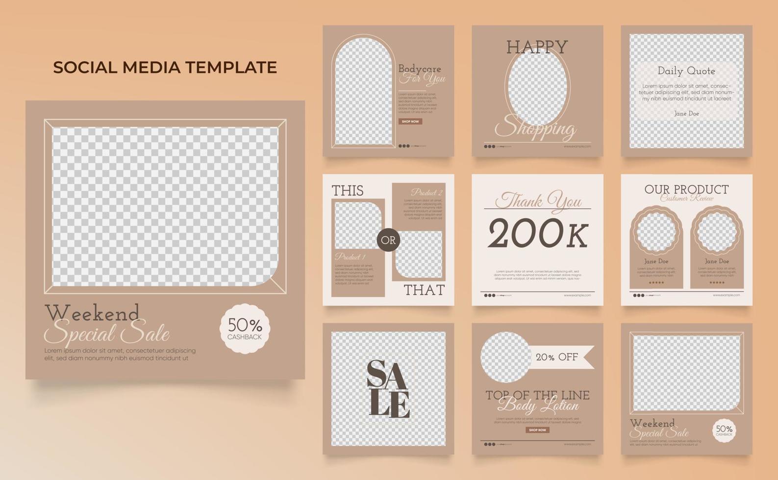 social media template banner beauty care cosmetic and spa sale promotion vector