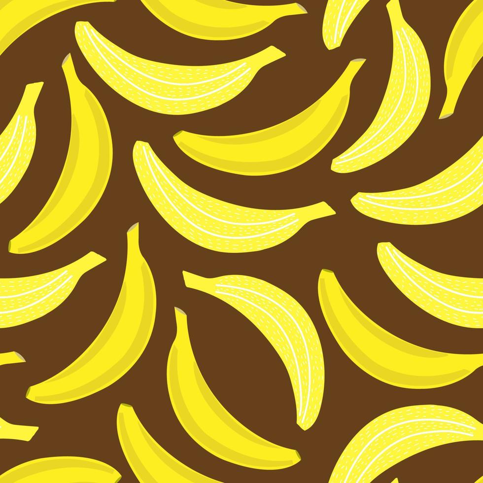 Seamless banana pattern. Ripe delicious bananas in flat, cartoon style, hand draw. Fashionable print for packaging, textiles, digital paper. Natural healthy dietary product vector