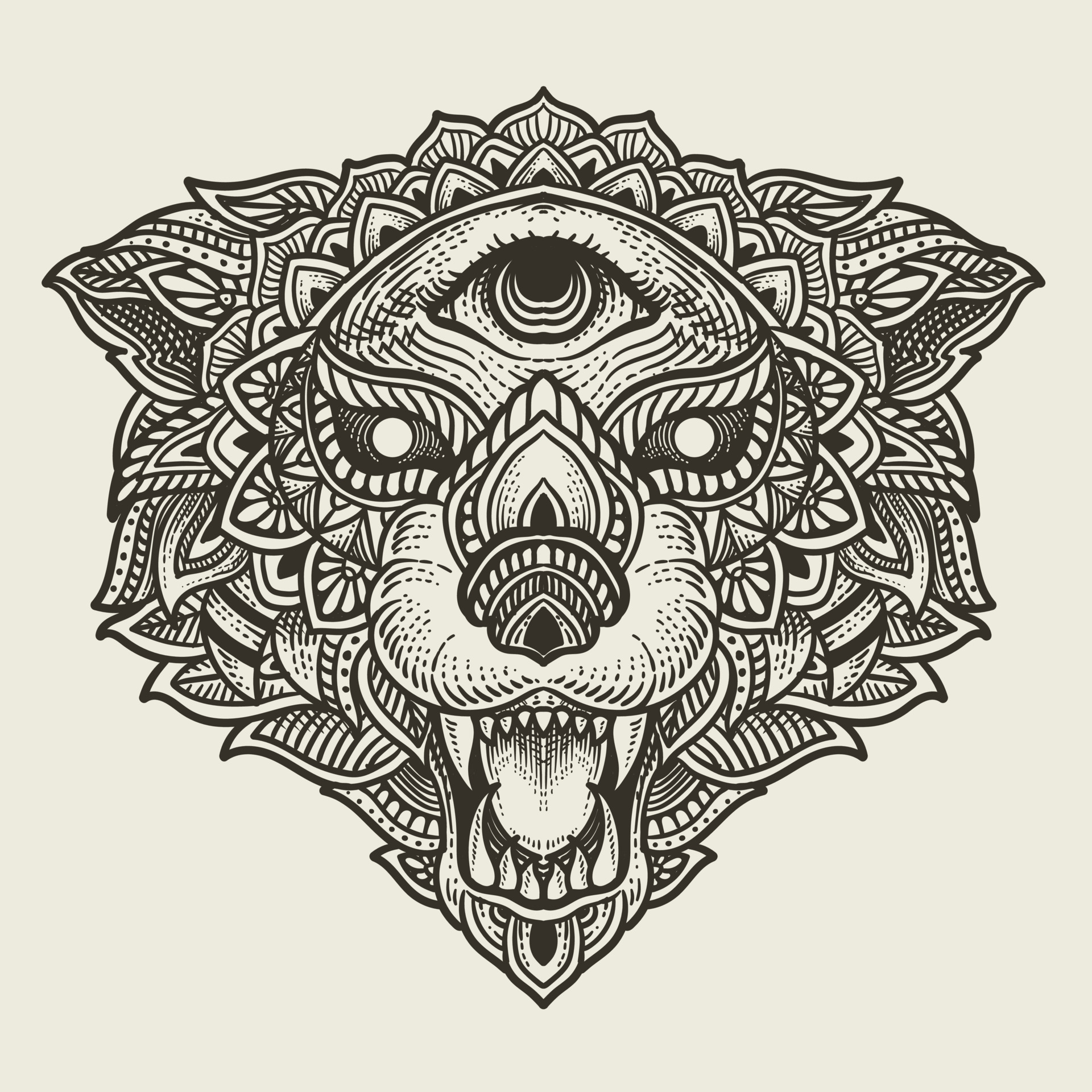 illustration wolf head with mandala style 11201542 Vector Art at Vecteezy