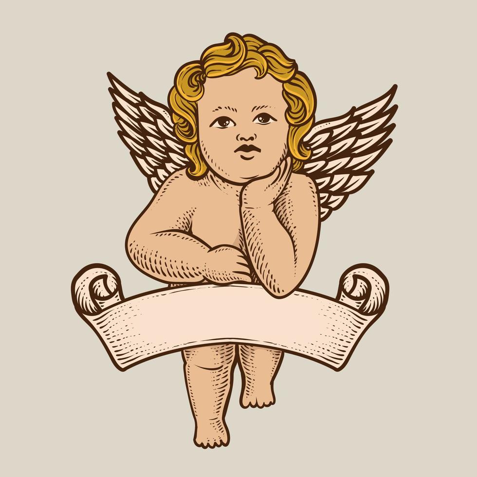 Ángel Cupido aislado sobre fondo blanco. vector