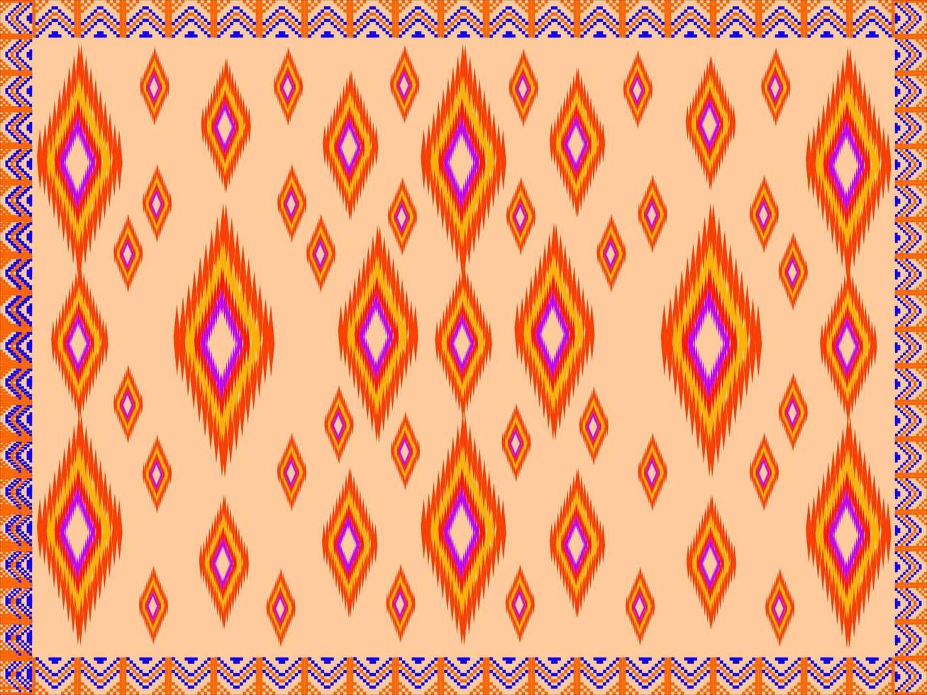 Traditional geometric ethnic embroidered ikat fabric pattern vector