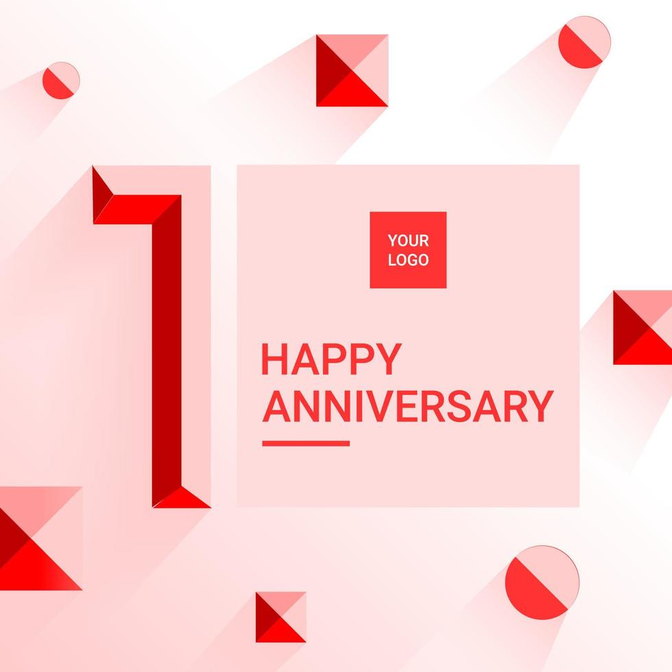 happy anniversary 1th. number 1 logo design and design poster elements. can be used for anniversaries vector