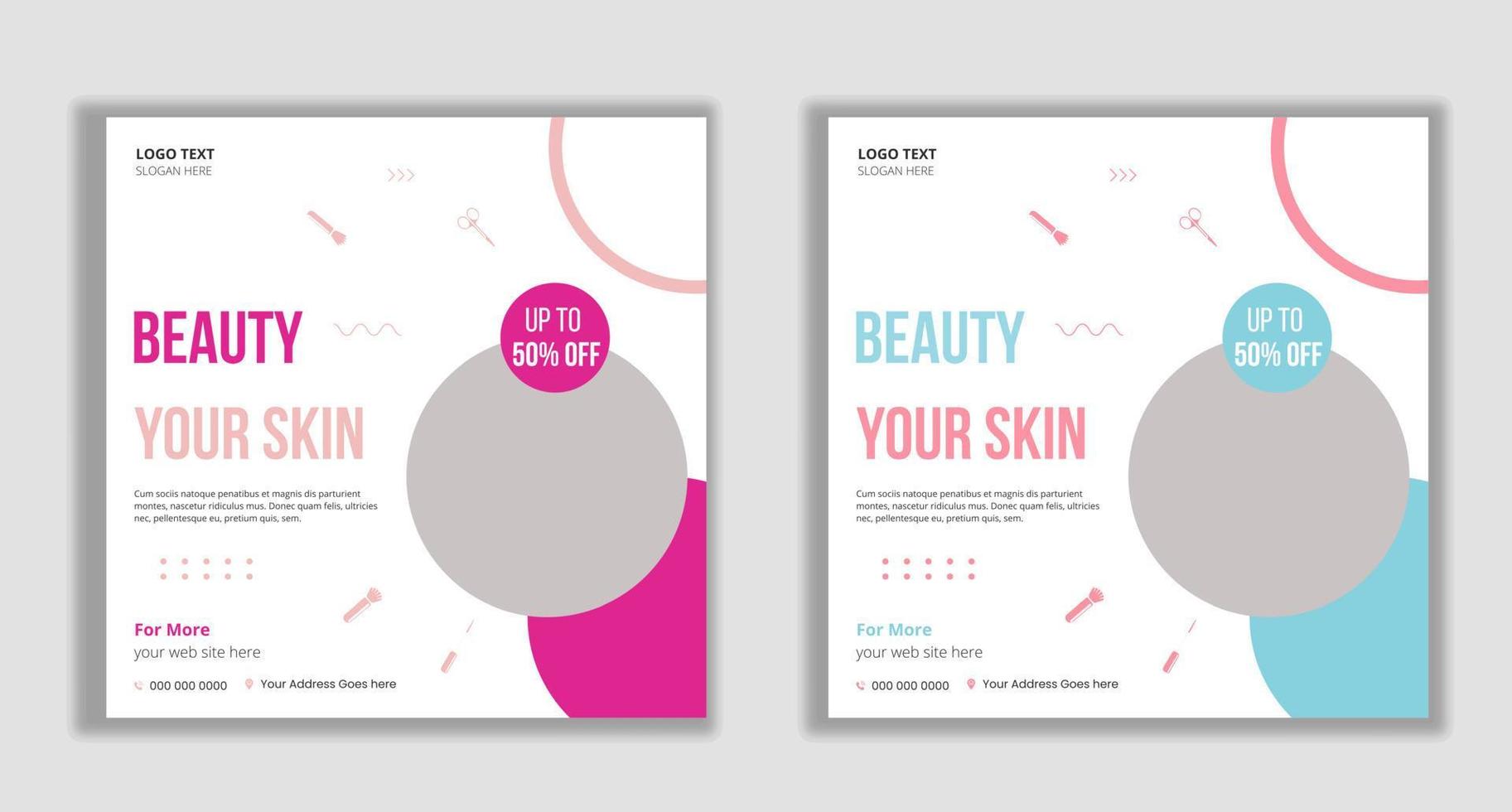 Beauty salon and spa social media and web banner template vector