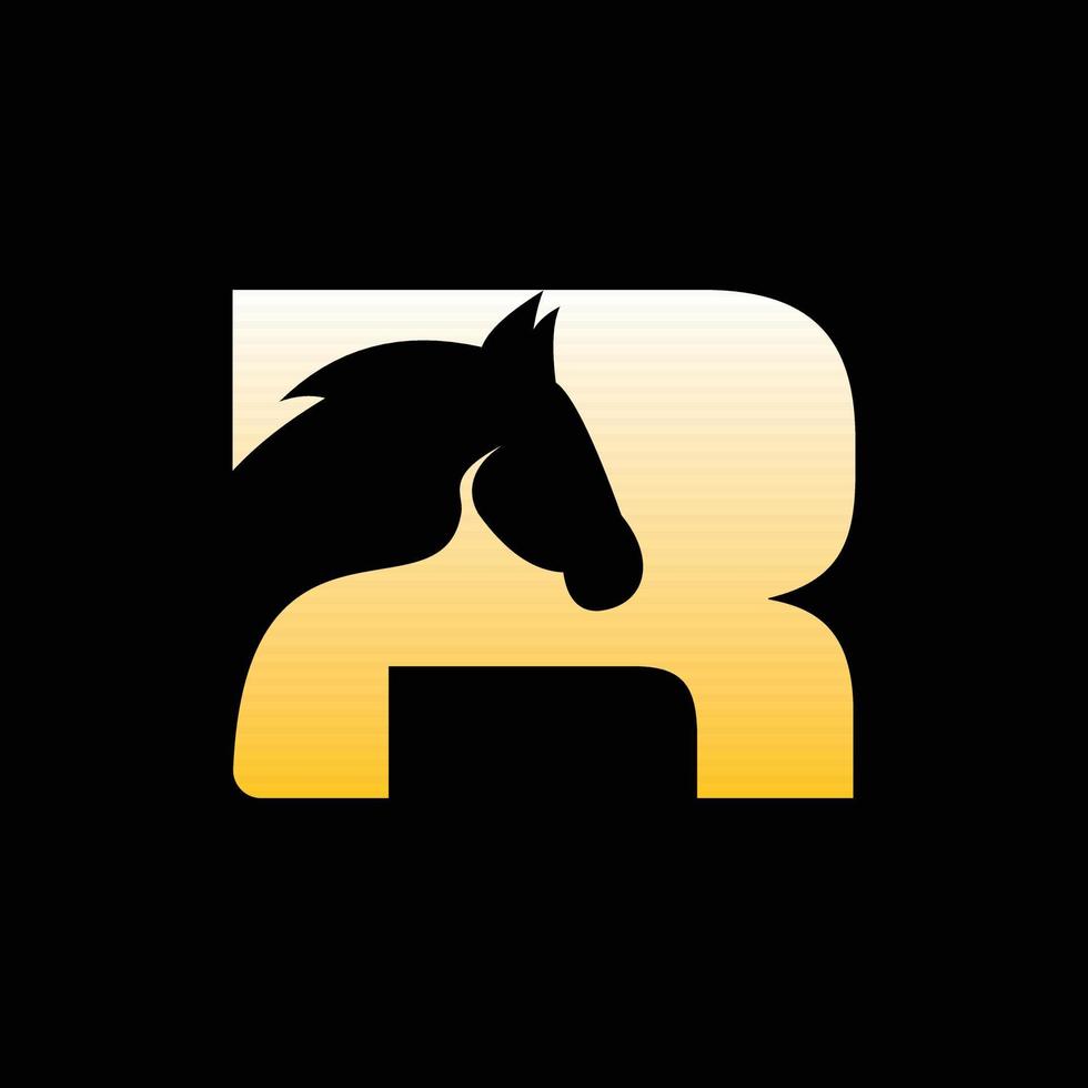 letra r caballo geométrico moderno logo vector