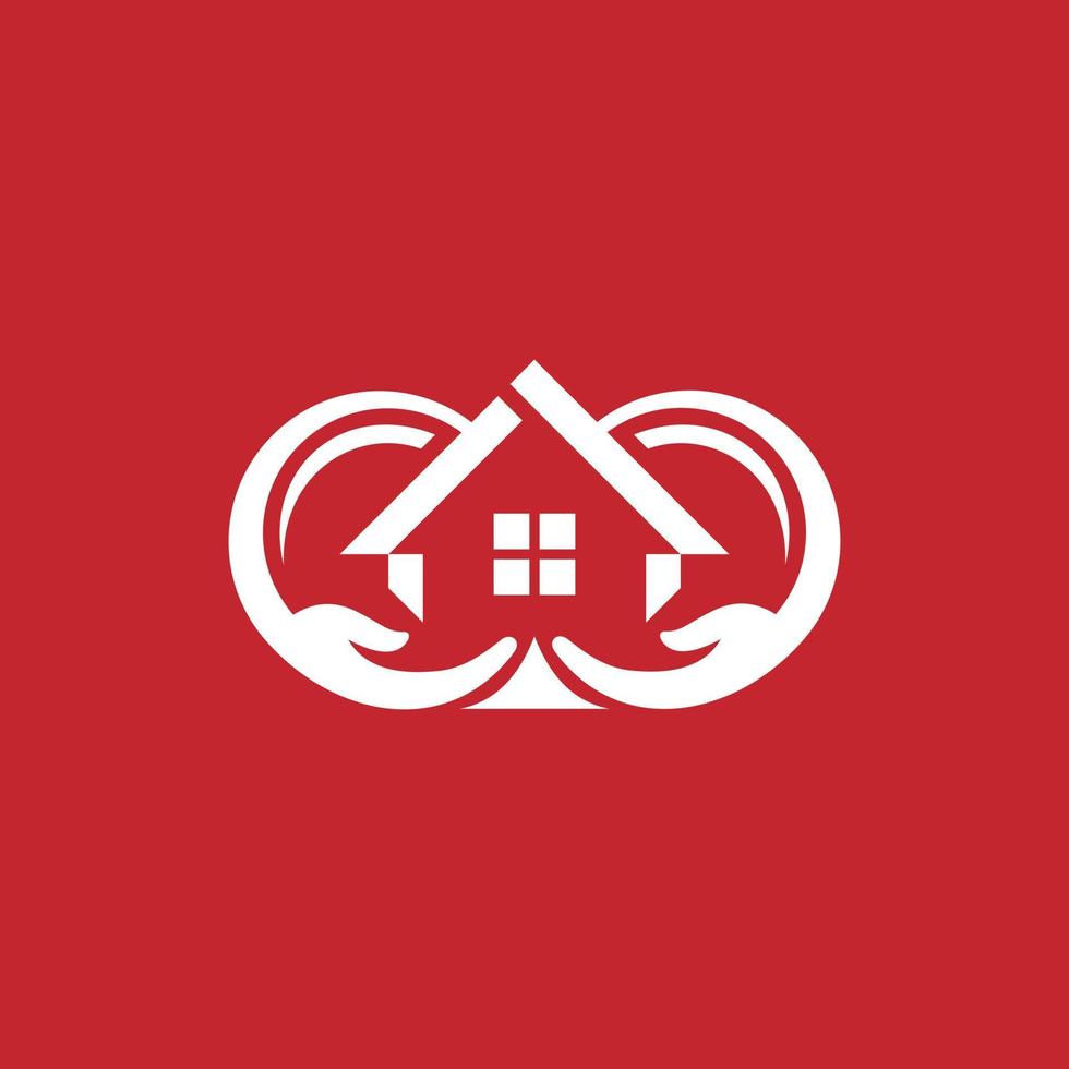 hogar amor cuidado simple moderno logo vector