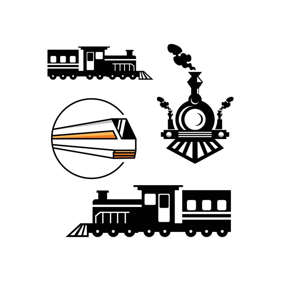 Locomotive Set Transportation Silhouette Logo vector