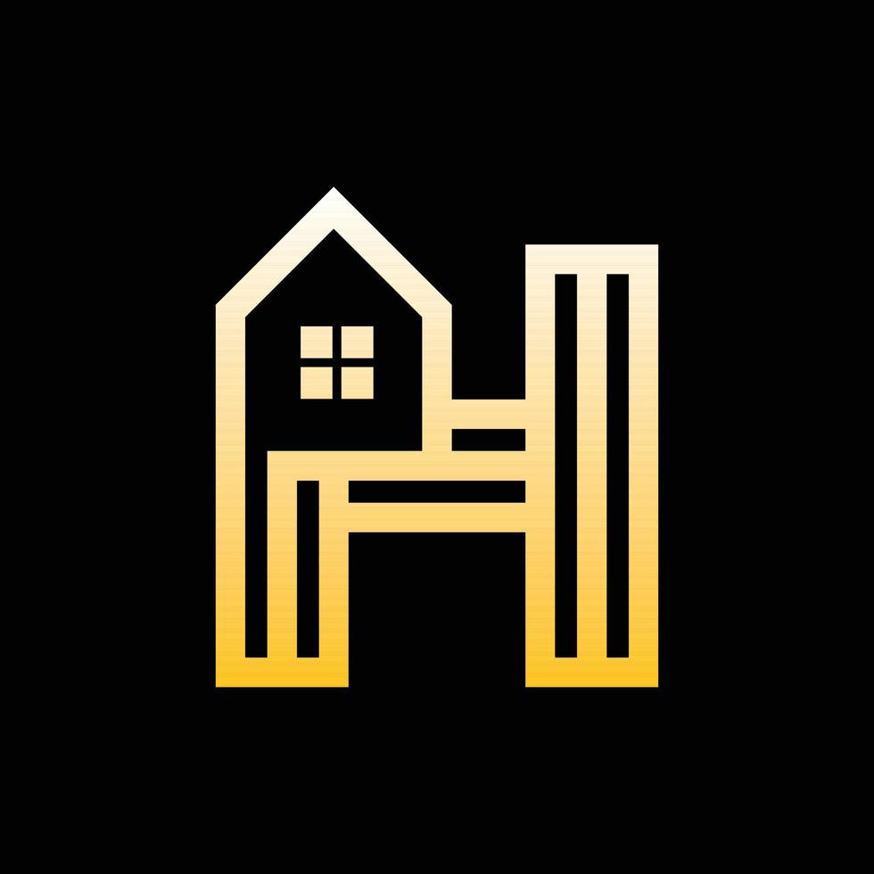 letra h casa monograma realty logo vector