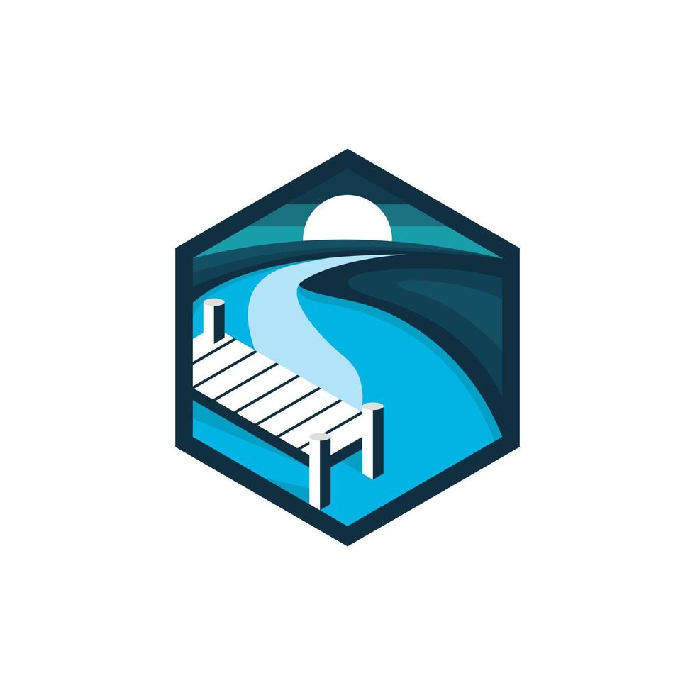 Dock Ocean Landscape Modern Logo vector