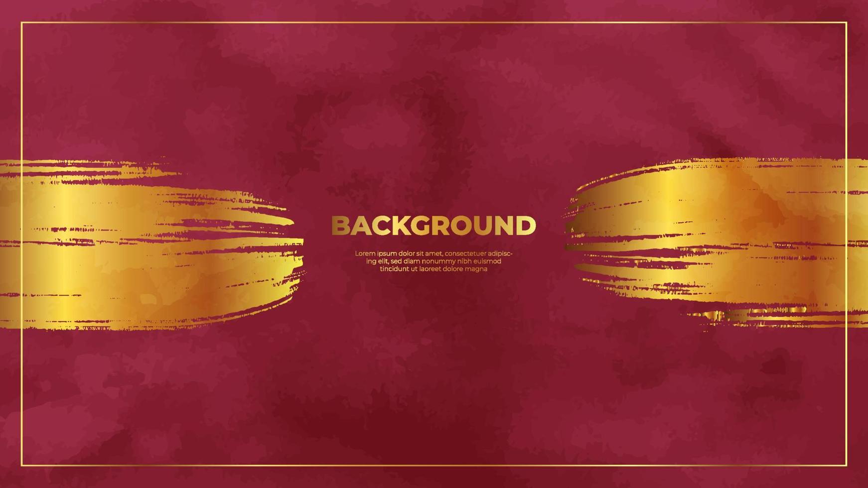 Watercolor background with gold brush stroke vector