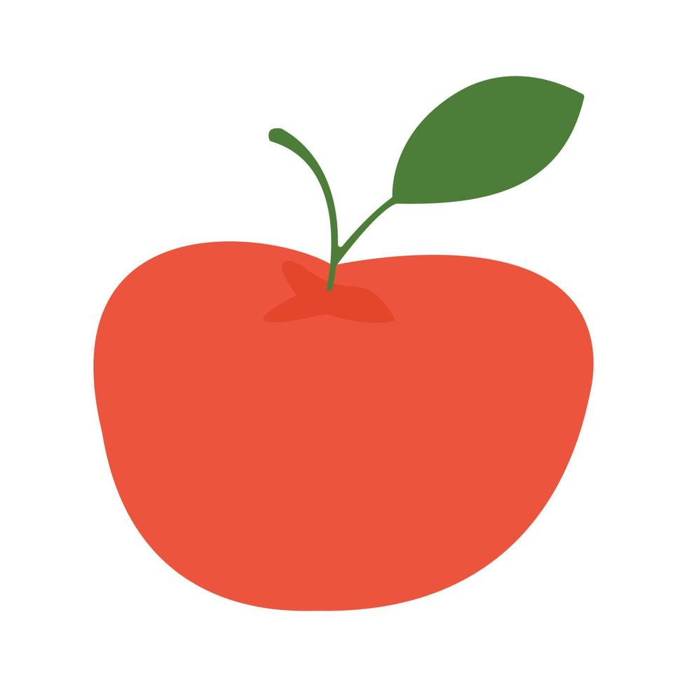 Red apple on white background, vector image