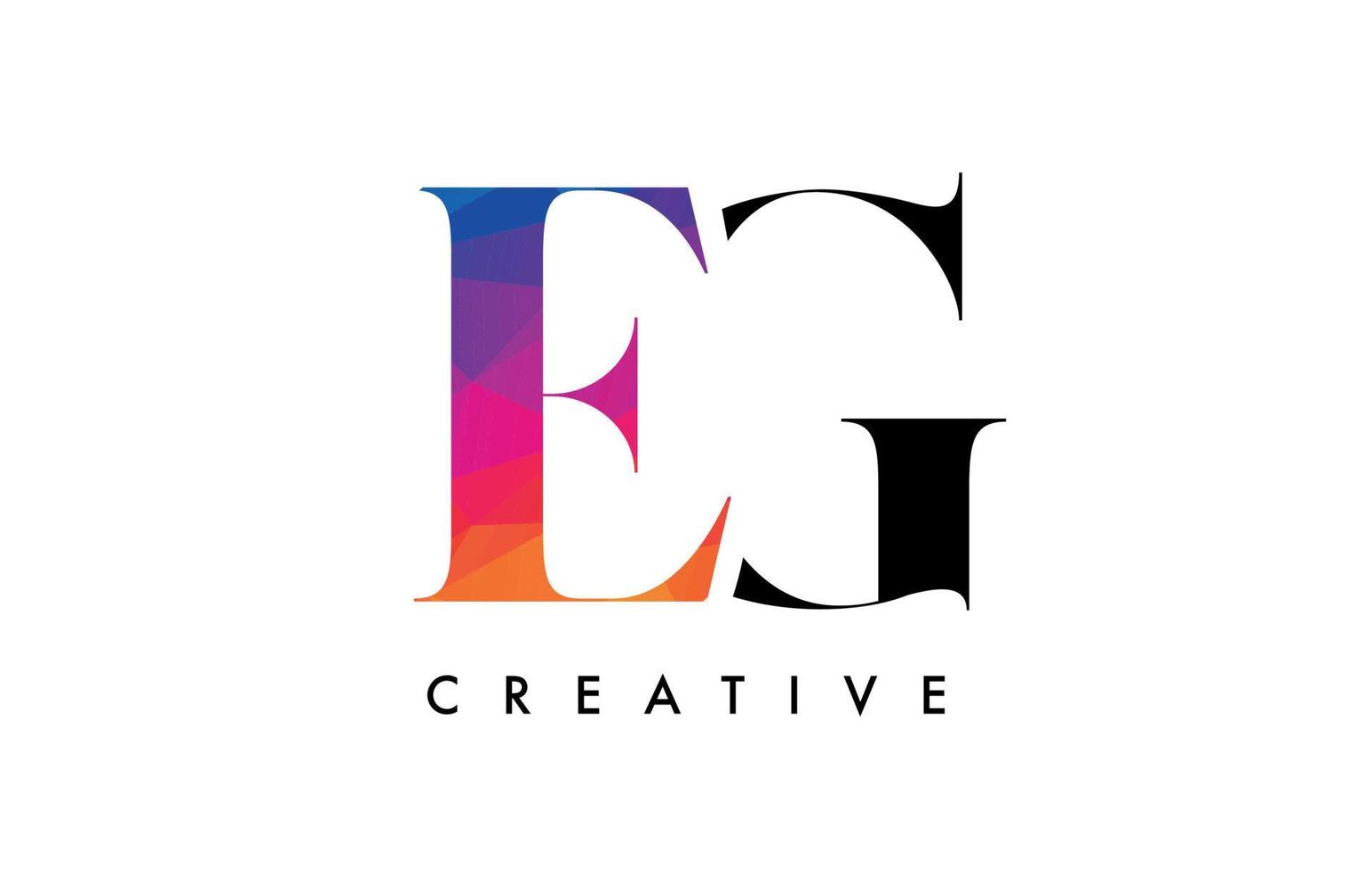 EG Letter Design with Creative Cut and Colorful Rainbow Texture vector