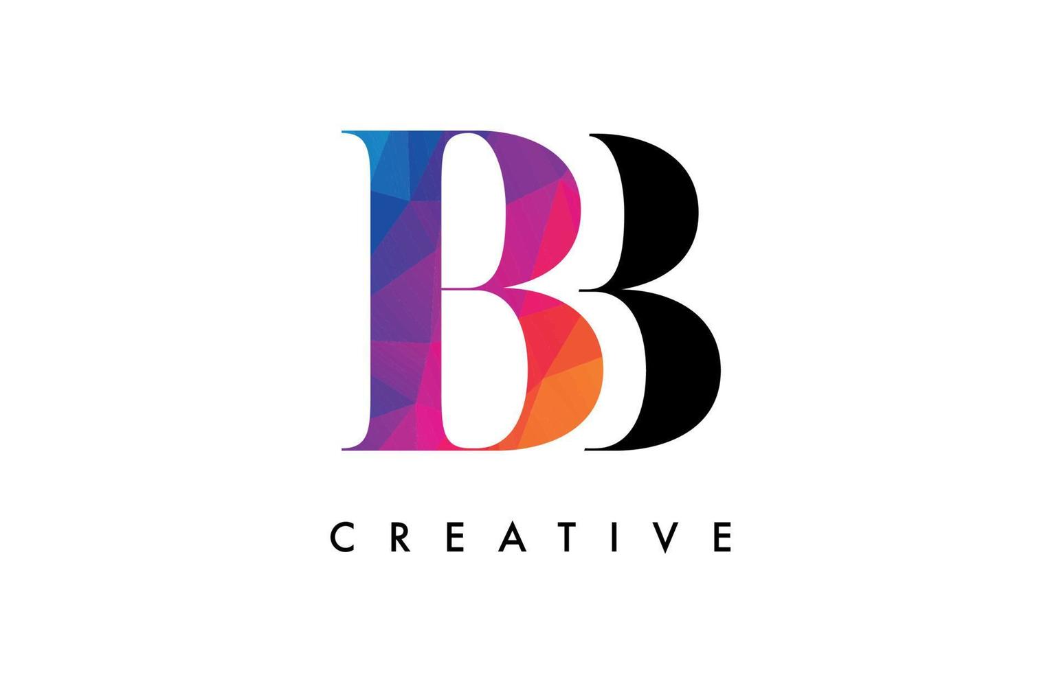 BB Letter Design with Creative Cut and Colorful Rainbow Texture vector