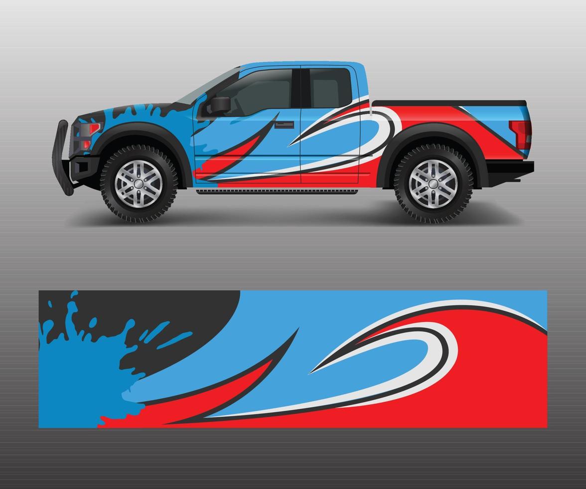 cargo van and car wrap vector, Truck decal designs, Graphic abstract stripe designs for offroad race, adventure and livery car vector