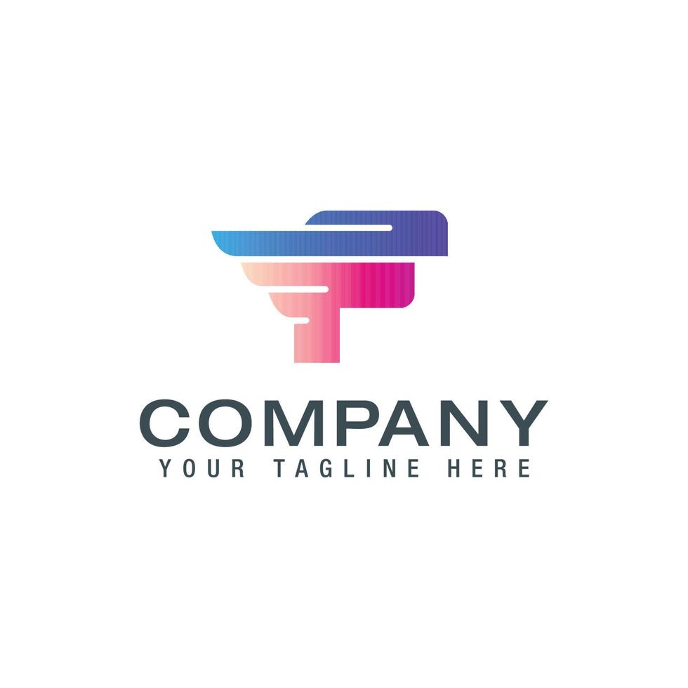 Letter F with wing. Template for logo, label, emblem, sign, stamp. Vector illustration.