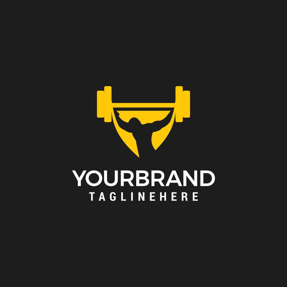 Shield gym vector logo design Suitable for security symbol fitness and power barbell