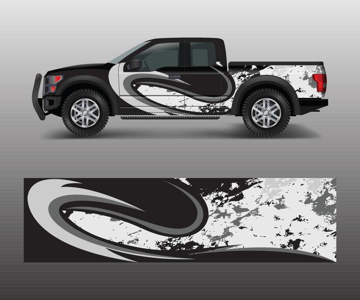 pickup truck graphic vector. abstract shape with grunge design for vehicle vinyl wrap vector