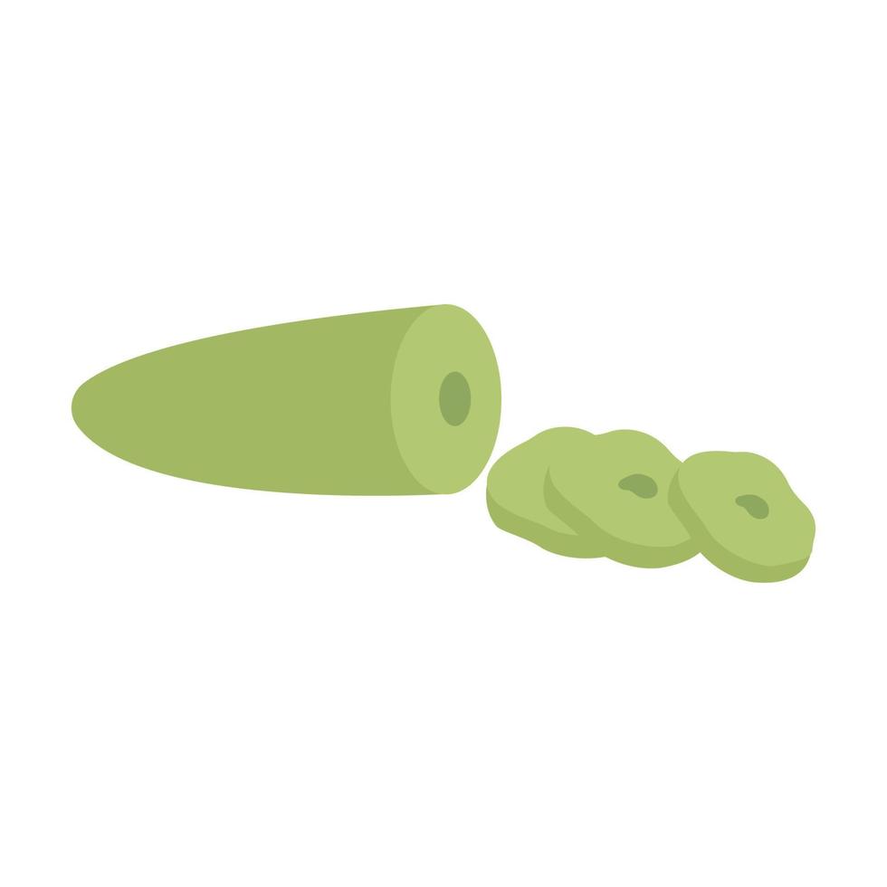 Vector image of a cucumber slice isolated on a white background, flat design illustration