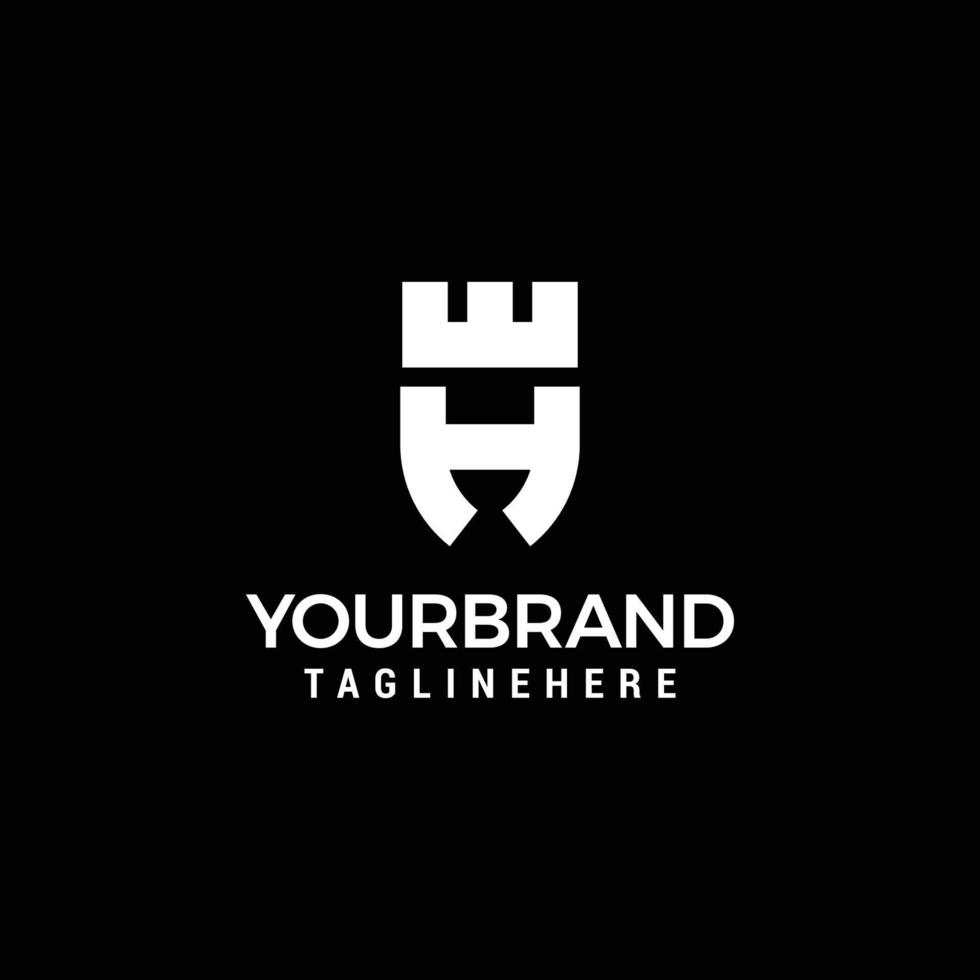 Fortress shield initial E H Logo Design Template Vector