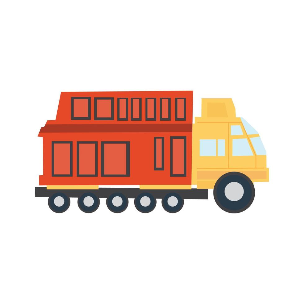 icono de transporte creativo de diseño plano vectorial que muestra el icono de estilo de moda de camión, logística y vehículo de entrega vector