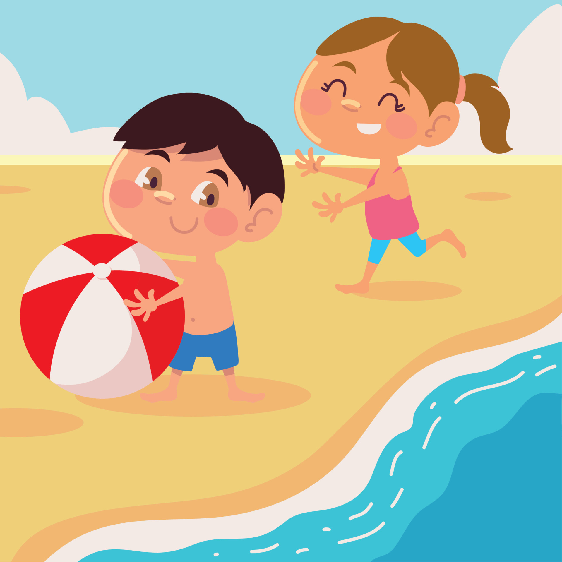 kids with ball in beach 11202316 Vector Art at Vecteezy