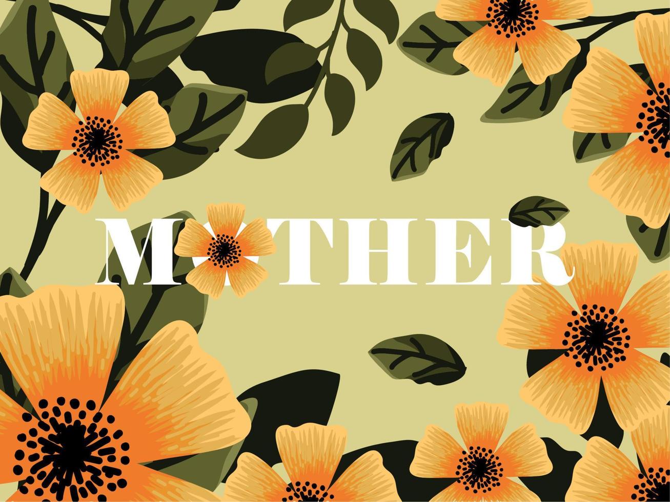 Mother text with flowers vector