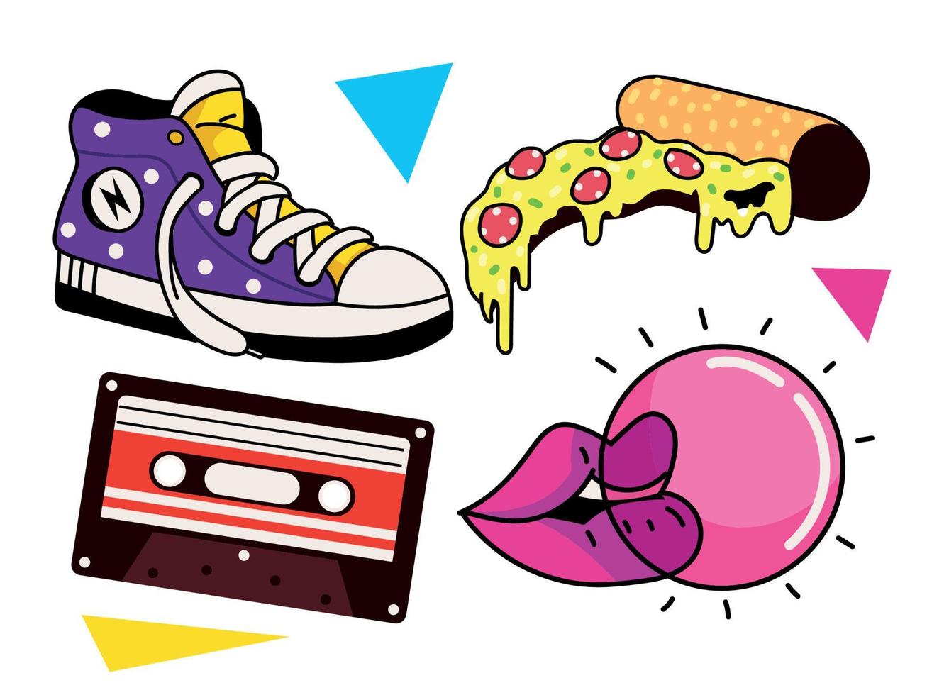 90s retro fashion, set vector