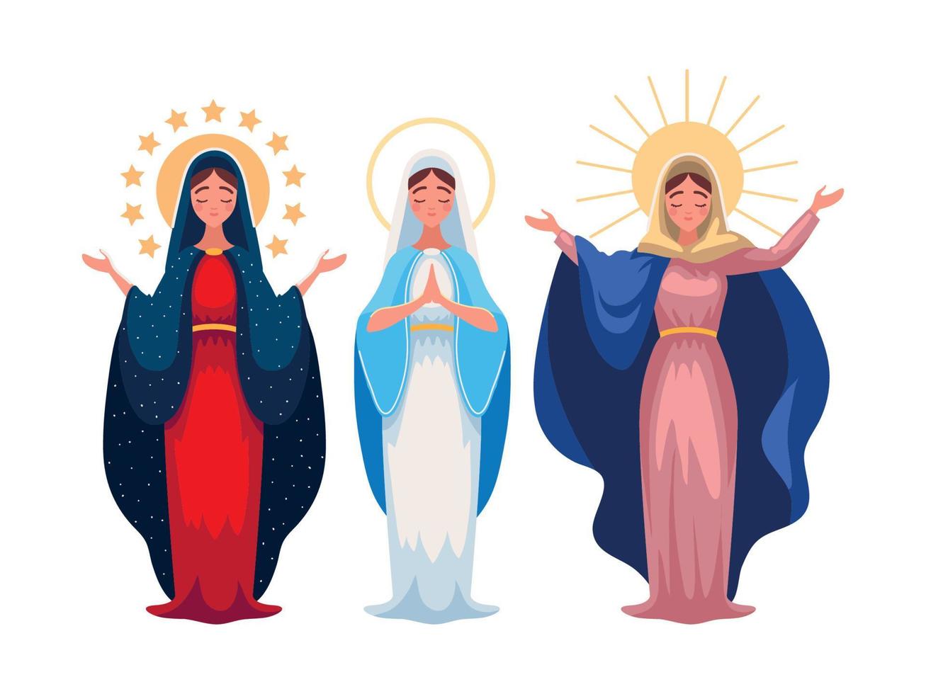 set of virgin mary vector