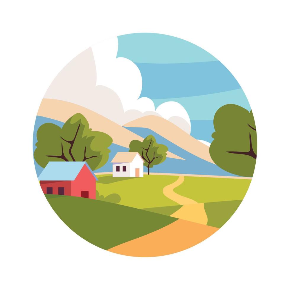 houses rural scene vector