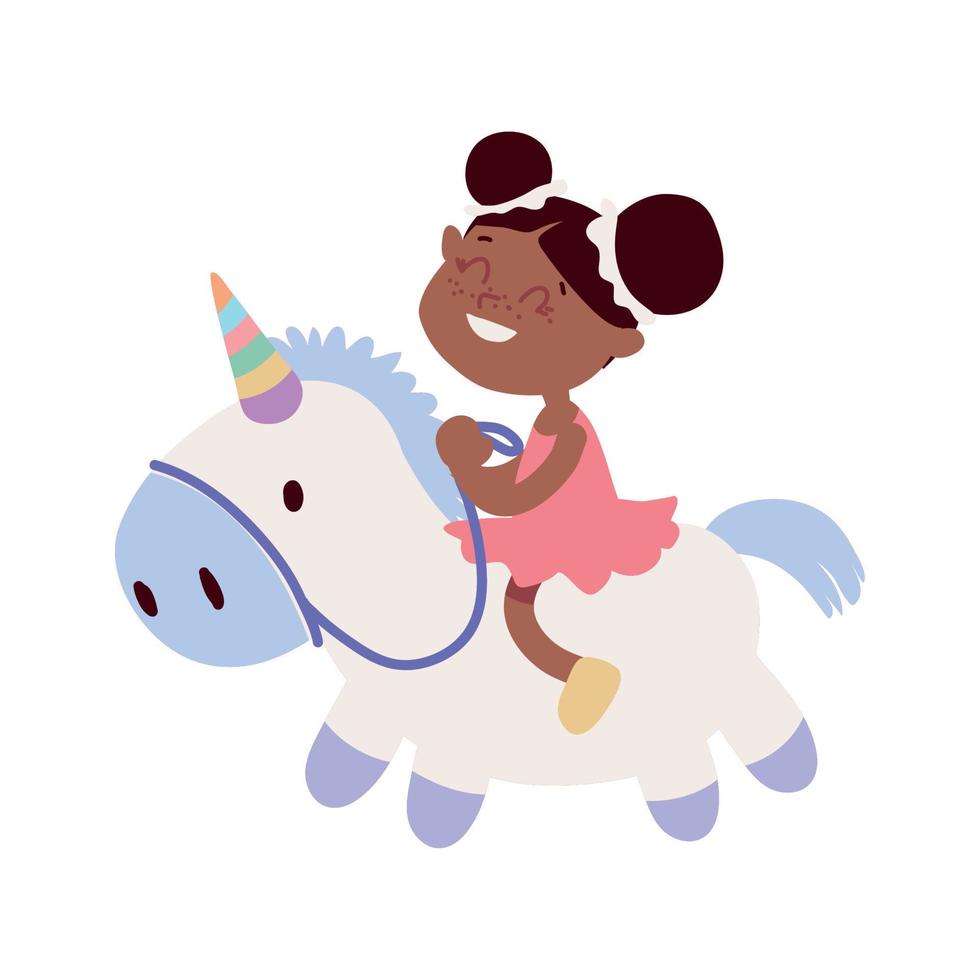 girl playing with unicorn vector