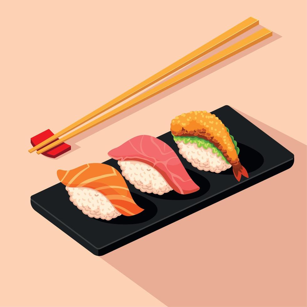 sushi de comida japonesa vector