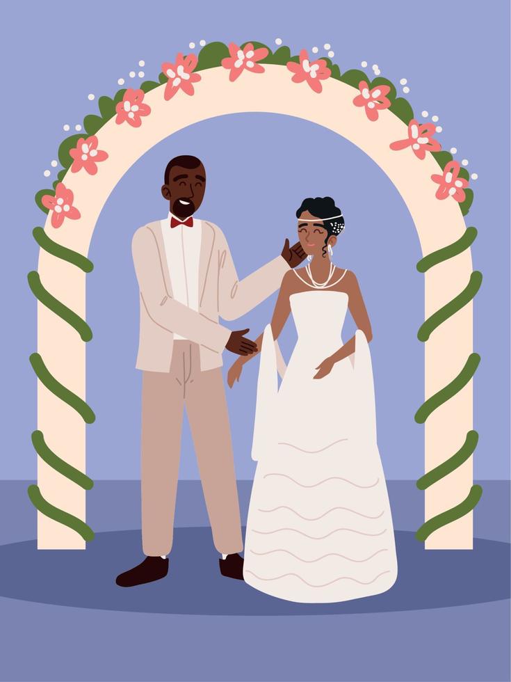 afro american wedding couple vector