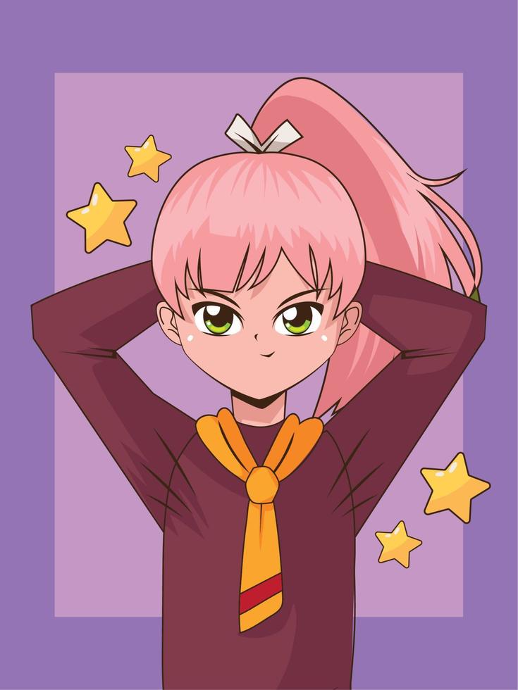 funny anime girl vector