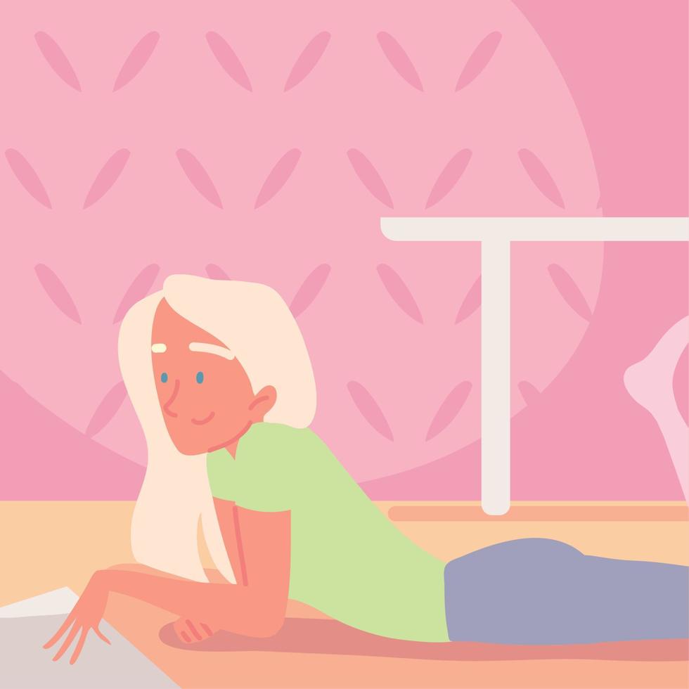 woman on a floor relaxing vector