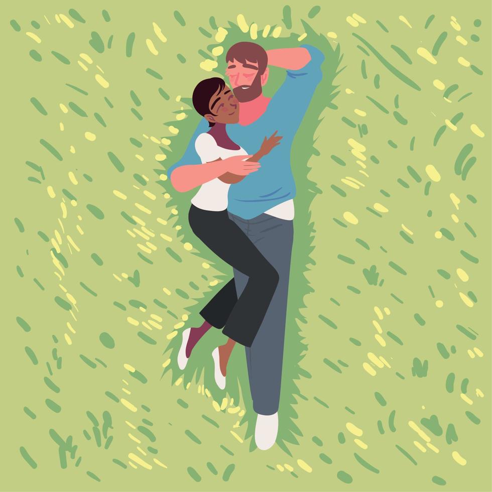 resting couple on grass vector