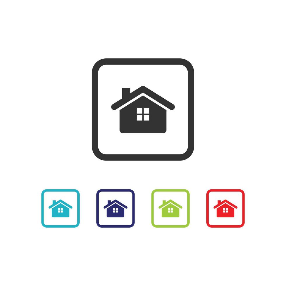 Flat vector houses icon set inside square shape
