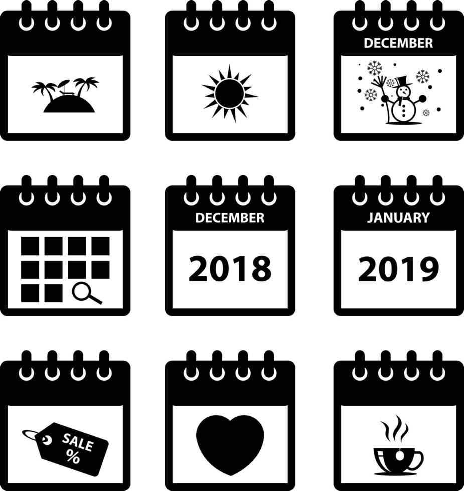 calendar icons set vector image for web design