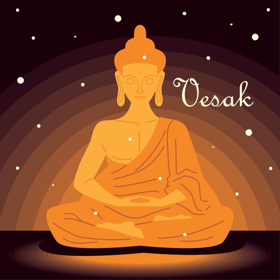 vesak buddha statue vector