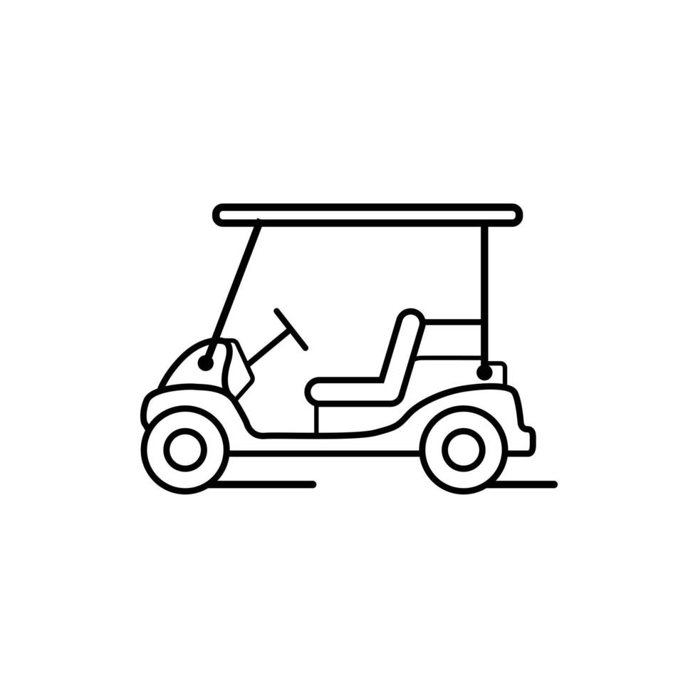 icono de línea de coche de golf automóvil y carrito deportivo imagen vectorial. imagen de vector de icono de contorno de coche de golf